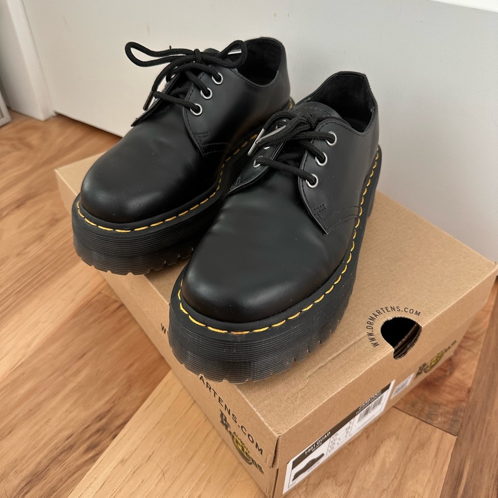 Dr. Martens Black Leather Platform Shoes